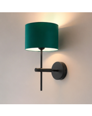 Kinkiet elegancki podłużny do salonu PAFOS kinkiet w stylu urban jungle z abażurem zieleń butelkowa