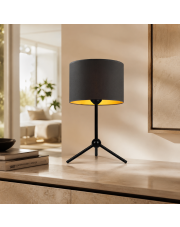 Nowoczesna lampka nocna z czarnym abażurem ASPEN GOLD