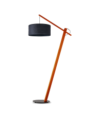 Lampa stojąca drewniana TORINO BOHO z rattanowym abażurem w kolorze czarnym