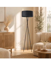 Czarna lampa stojąca trójnóg w stylu boho PARYŻ BOHO