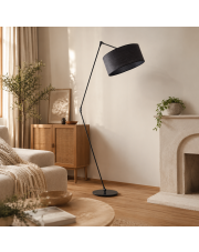 Czarna regulowana lampa podłogowa boho BARI BOHO rattanowyklosz