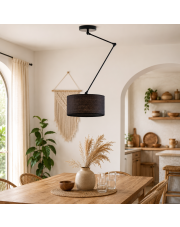 Rattanowa lampa sufitowa na wysięgniku regulowanym nad stół NEWA BOHO