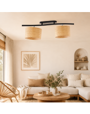 Rattanowa lampa sufitowa z regulowanymi kloszami LIMA BOHO