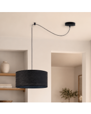 Czarny żyrandol pająk boho WAIKIKI W1 BOHO z rattanowym kloszem