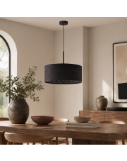 Czarna lampa wisząca z rattanu SINTRA BOHO fi - 50 cm