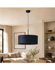 Czarna lampa wisząca z rattanu SINTRA BOHO fi - 60 cm nad stół