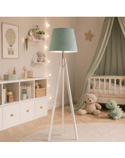 Drewniana lampa stojąca typu tripod do pokoju dziecka ARUBA VELUR