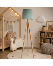 Designerska drewniana lampa podłogowa do pokoju dziecka ARUBA VELUR 