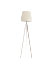 Biała drewniana lampa podłogowa typu tripod ARUBA VELUR