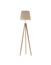 Lampa stojąca drewniana z welurowym abażurem do salonu ARUBA VELUR