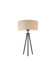 Designerska czarno beżowa lampa stołowa na metalowym trójnogu ALTA VELUR