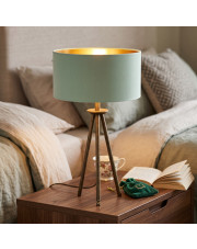 Lampa nocna LED na trójnogu z miętowym abażurem ALTA VELUR