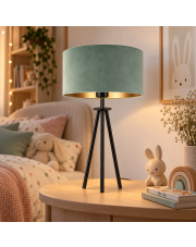 Lampa nocna LED na trójnogu z miętowym abażurem ALTA VELUR