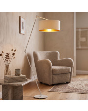 Designerska lampa podłogowa do salonu BARI VELUR biało-złota regulowana z przegubami