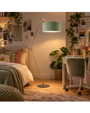 Lampa stojąca z regulowanym ramieniem BARI VELUR miętowa regulowana lampa stojąca do pokoju dziecka z przegubami