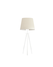 Lampka stołowa BERGEN VELUR, metalowa lampka tripod z welurowym abażurem i włącznikiem