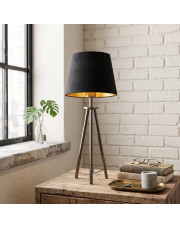 Czarna lampa stołowa na trójnogu do salonu i sypialni BERGEN VELUR
