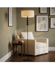 Elegancka lampa podłogowa BERMUDY VELUR dekoracyjna lampa z kulkami z beżowym welurowym abażurem