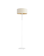 Lampa stojąca z ozdobnym stelażem BERMUDY VELUR w odcieniach bieli i złota
