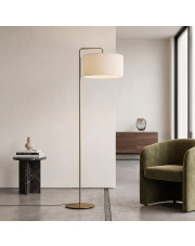 Biała lampa podłogowa w stylu skandynawskim BOLIVIA VELUR z welurowym kloszem o średnicy 40 cm