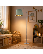 Regulowana lampa podłogowa z aksamitnym abażurem do pokoju dziecka FOYA VELUR