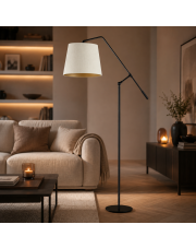 Elegancka lampa podłogowa z regulowanym ramieniem i welurowym abażurem FOYA VELUR