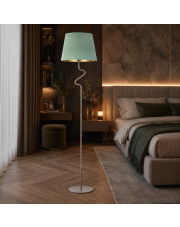 Lampa podłogowa w stylu glamour FOGO VELUR z aksamitnym abażurem w kolorze mięty i złota