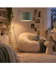 Designerska lampa podłogowa z regulowanym ramieniem MANILA VELUR miętowy abażur