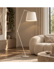 Biała regulowana lampa podłogowa z welurowym abażurem MANILA VELUR 