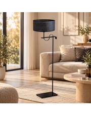 Boho lampa podłogowa czarny rattan abażur 40 cm do biura lub salonu KAMERUN BOHO