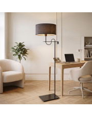 Boho lampa podłogowa czarny rattan abażur 40 cm do biura lub salonu KAMERUN BOHO