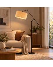 Lampa stojąca czarno-rattanowa LIBERIA BOHO