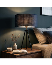 Czarna lampka nocna do sypialni w stylu boho ALTA BOHO na 3 nóżkach