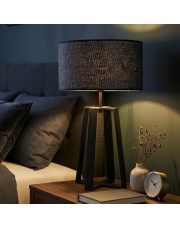 Duża lampa stołowa THOR BOHO z czarnego rattanu
