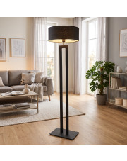 Rattanowa lampa podłogowa do salonu KALIFORNIA BOHO w klasycznej czerni