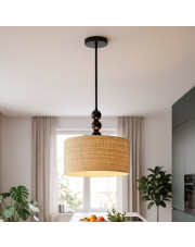 Boho lampa sufitowa do kuchni nad blat SALAMANCA BOHO z rattanowym abażurem fi - 40 cm