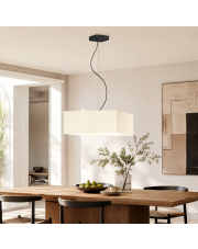 Kremowa lampa wisząca do salonu z kwadratowym abażurem 40x40 cm SANGRIA - kolor ecru