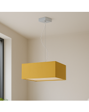 Musztardowa lampa wisząca LED do salonu z geometrycznym abażurem SANGRIA - kolor musztardowy
