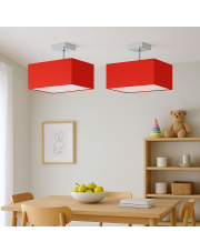 Czerwona lampa sufitowa do do kuchni z geometrycznym kloszem 40x40 cm ALBA - kolor czerwony