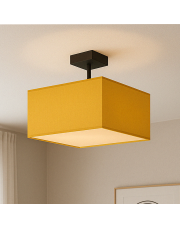 Musztardowa lampa sufitowa do salonu z kwadratowym abażurem 40x40 cm ALBA - kolor musztardowy