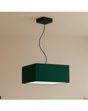 Kwadratowa lampa wisząca do salonu w stylu urban jungle SANGRIA - kolor zieleń butelkowa