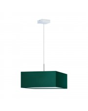 Kwadratowa lampa wisząca do salonu z zielonobutelkowym kloszem BOGOTA - kolor zieleń butelkowa