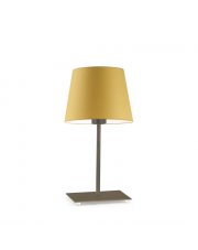 Nowoczesna lampka nocna LED w starym złocie GENUA musztardowy abażur