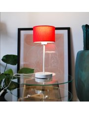 Biała lampka stołowa z czerwonym abażurem NICEA 