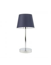 Chromowana lampka nocna stołowa z granatowym abażurem SIENA