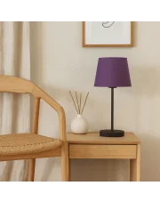 Czarna lampa stołowa z fioletowym abażurem SIENA w stylu vintage
