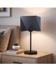 Czarna lampka nocna do sypialni WUHU z abażurem