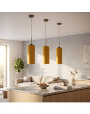 Nowoczesna lampa wisząca do salonu musztardowa ELBA