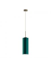 Pojedyncza lampa wisząca z tkaninowym abażurem ELBA w kolorze zieleni butelkowej