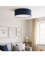 Geometryczna lampa sufitowa z granatowym abażurem DUBAJ fi - 60 cm